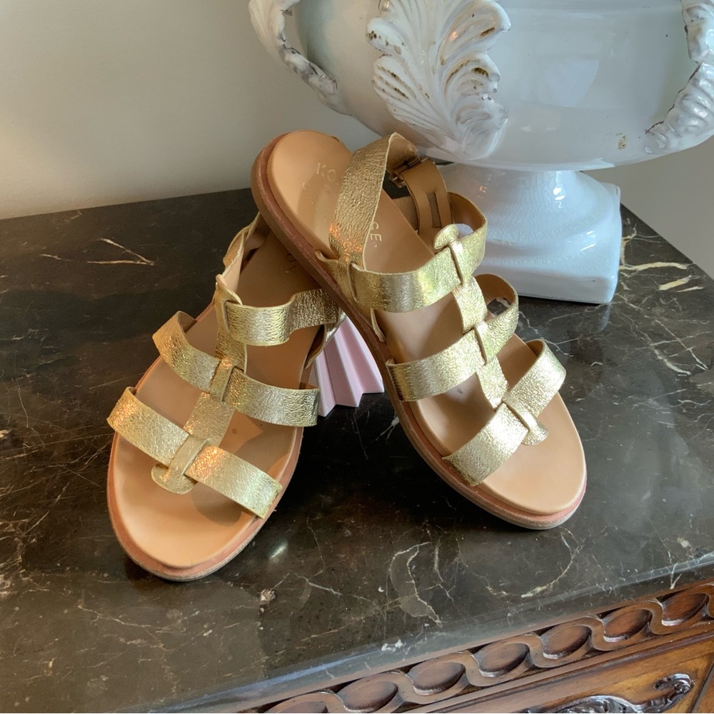 Kork-Ease gold sandal with padded footbed.